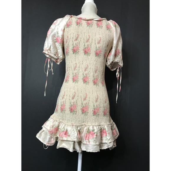 New‎ Loveshackfancy Silk Violet Mini Dress in Dolce Floral Large - Picture 10 of 12